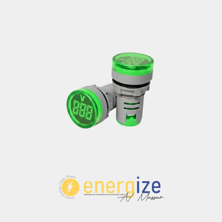 Voyant led vert voltmetre grand affichage ad22-rvb