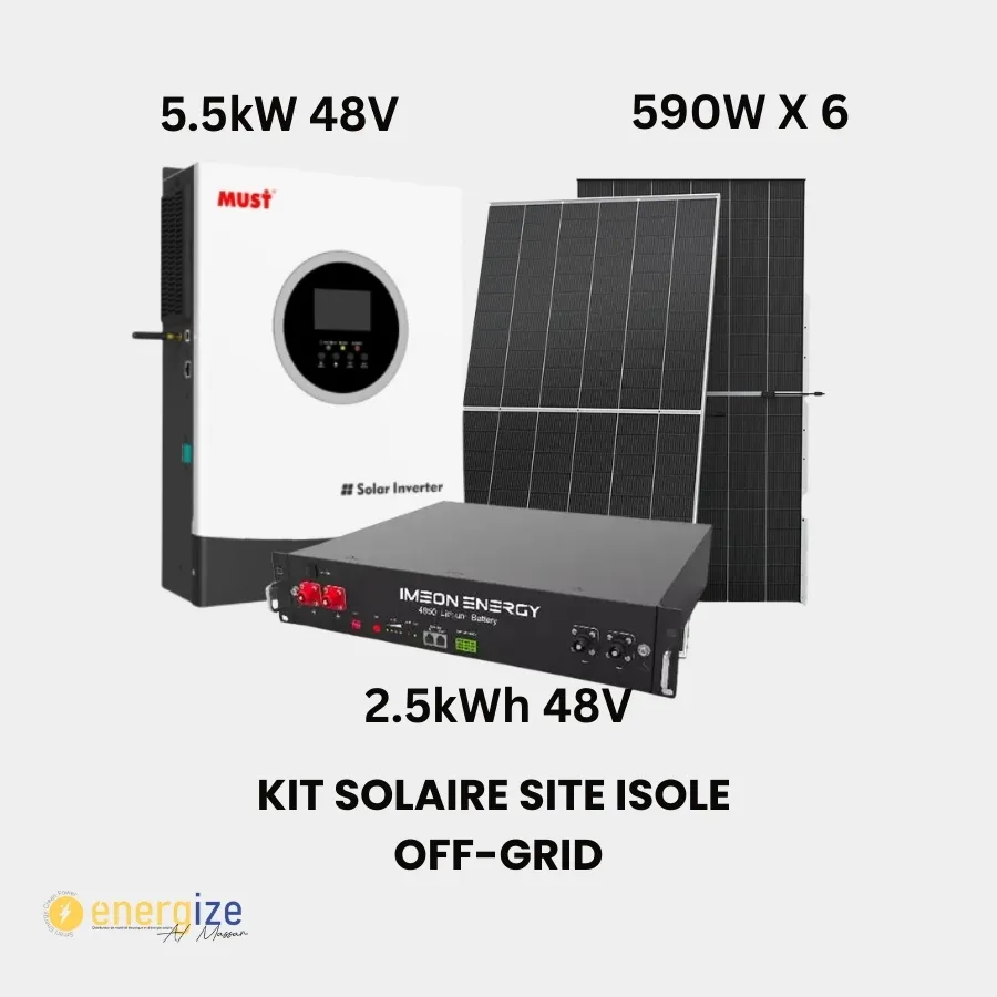 [960110218] KIT SOLAIRE SITE ISOLE 5.5 KW BATTERIE LITHIUM 2.4 KWH + 6 PANNEAUX 590W